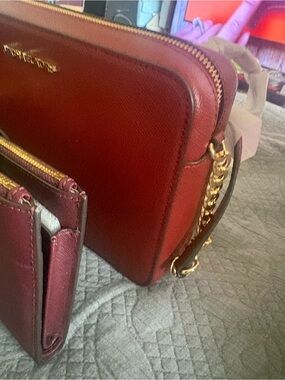 Michael Kors Red Crossbody Bag with Gold Chain
